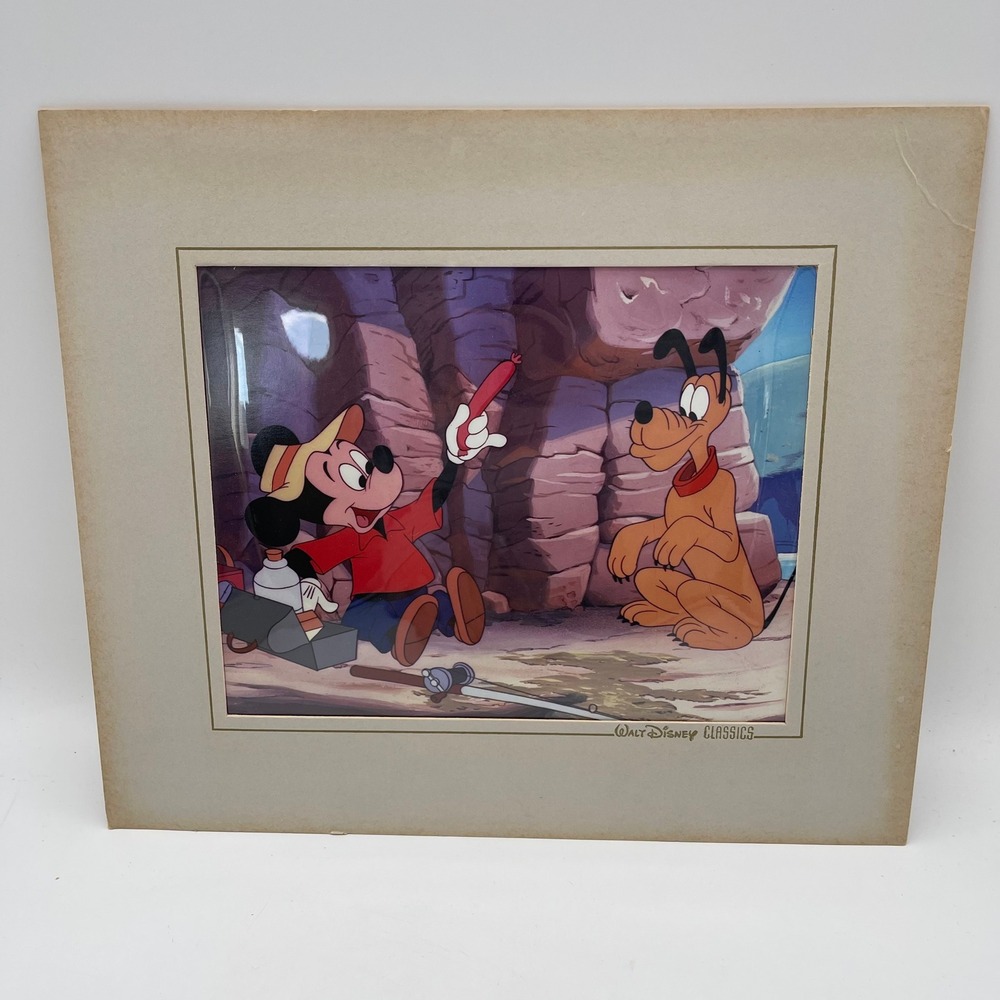 Walt Disney Classics Mickey Mouse Pluto Fishing Art Print‎ Matted Reproduction